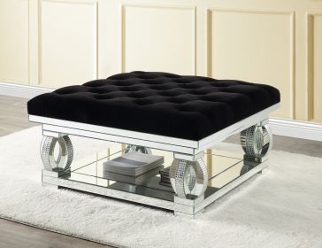 ACME Lotus Ottoman, Mirrored & Faux Diamonds AC00536