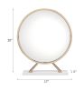 ACME Midriaks Mirror & Stool in PU, White & Gold Finish AC00723