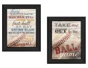 "Baseball Collection" 2-Piece Vignette By Marla Rae, Printed Wall Art, Ready To Hang Framed Poster, Black Frame