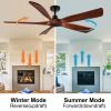 YUHAO 60 in. Indoor Farmhouse Brown Walnut Wood Ceiling Fan with Remote Control for Living Room or Patio