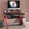 PVC Coated Ergonomic Metal Frame Gaming Desk, Black and Red