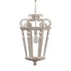 Wood Chandelier, Hanging Light Fixture with Adjustable Chain for Kitchen Dining Room Foyer Entryway, Bulb Not Included