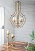 4 - Light Metal Chandelier, Hanging Light Fixture with Adjustable Chain for Kitchen Dining Room Foyer Entryway, Bulb Not Included