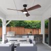 52 in. Outdoor&Indoor 3 Blades Walnut Wood Ceiling Fan with Light and DC Reversible Motor, Remote Control included