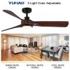 52 in. Outdoor&Indoor 3 Blades Walnut Wood Ceiling Fan with Light and DC Reversible Motor, Remote Control included