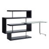 ACME Raceloma Writing Desk w/Shelf, Clear Glass, Black & Chrome Finish 93177