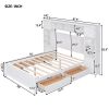 Full Size Wooden Bed With All-in-One Cabinet and Shelf, White