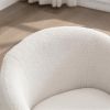 Teddy Fabric Swivel Armchair Barrel Chair With Black Powder Coating Metal Ring,Ivory White