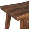 Farmhouse Rustic 2-piece Counter Height Wood Kitchen Dining Stools for Small Places, Walnut