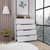 Zoe Dresser; Superior Top; Four Drawers -White / Light Oak