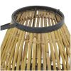 The Novogratz Brown Wicker Handmade Slatted Frame Decorative Candle Lantern with Handle