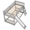 Bunk Bed with Convertible Slide and Ladder, Gray