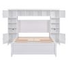 Full Size Wooden Bed With All-in-One Cabinet and Shelf, White