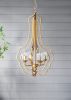 4 - Light Metal Chandelier, Hanging Light Fixture with Adjustable Chain for Kitchen Dining Room Foyer Entryway, Bulb Not Included