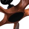 YUHAO 60 in. Indoor Farmhouse Brown Walnut Wood Ceiling Fan with Remote Control for Living Room or Patio