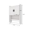 Bathroom Wall Cabinet with Doors,Adjustable Shelf,Towel Bar and Paper Holder, Over The Toilet Storage Cabinet, Medicine Cabinet for Bathroom-White