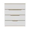 Zoe Dresser; Superior Top; Four Drawers -White / Light Oak