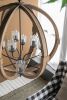 9- Light Globe Chandelier, Wood Chandelier Hanging Light Fixture with Adjustable Chain for Kitchen Dining Room Foyer Entryway, Bulb Not Included