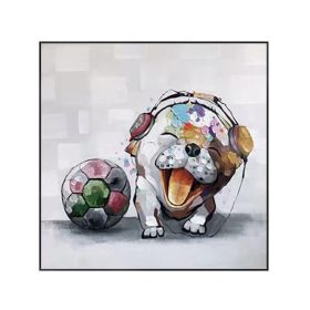 Cute Dog Baby Graffiti Oil Painting Abstract Art Animal Pet Canvas Posters Wall Pictures for Living Room Home Decoration (size: 120x120cm)