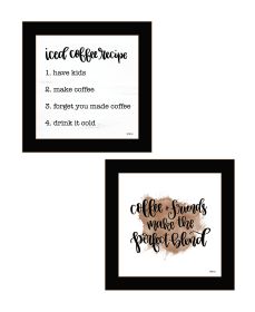 "Coffee & Friends Recipe" 2-Piece Vignette by Imperfect Dust, Ready to Hang Framed Print, Black Frame (Color: as Pic)