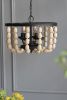 4 - Light Wood Chandelier, Hanging Light Fixture with Adjustable Chain for Kitchen Dining Room Foyer Entryway, Bulb Not Included