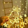 LED Fairy String Window Curtain Lights Star Christmas Xmas Party Home Indoor