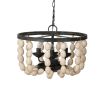 4 - Light Wood Chandelier, Hanging Light Fixture with Adjustable Chain for Kitchen Dining Room Foyer Entryway, Bulb Not Included