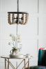 4 - Light Wood Chandelier, Hanging Light Fixture with Adjustable Chain for Kitchen Dining Room Foyer Entryway, Bulb Not Included