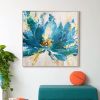 100% Handmade Abstract Oil Painting Top Selling Wall Art Modern Minimalist Blue Color Flowers Picture Canvas Home Decor For Living Room No Frame